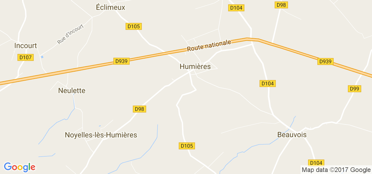 map de la ville de Humières