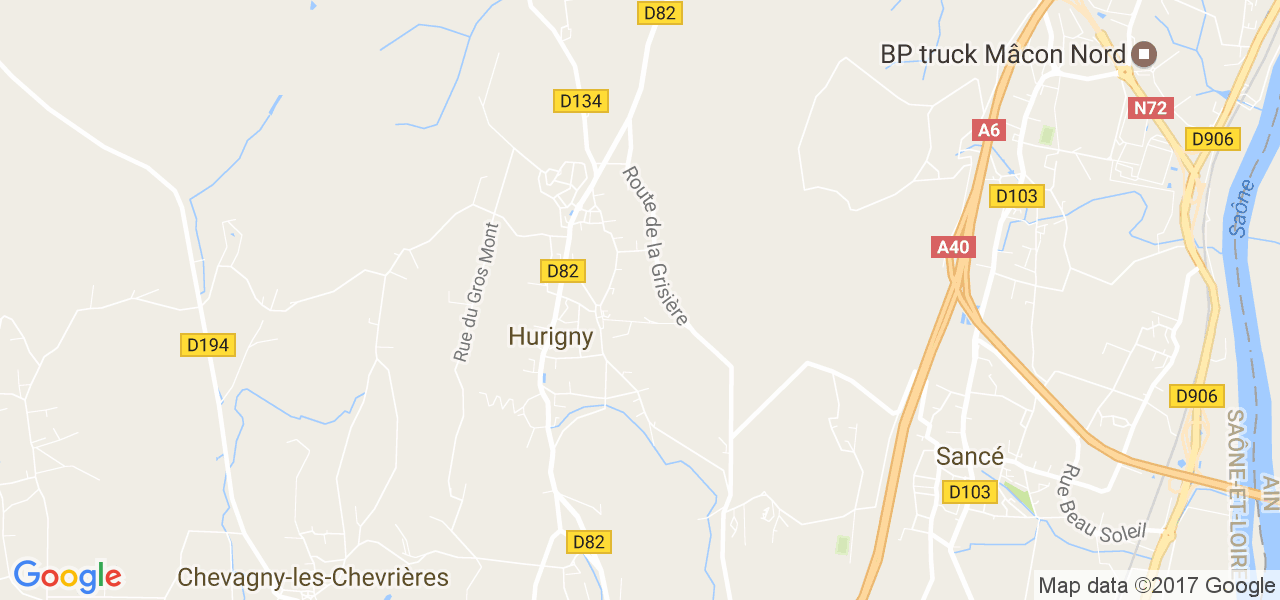 map de la ville de Hurigny