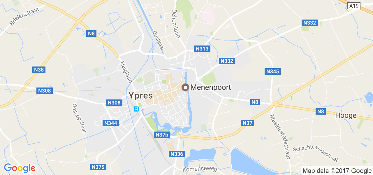 map de la ville de Ieper