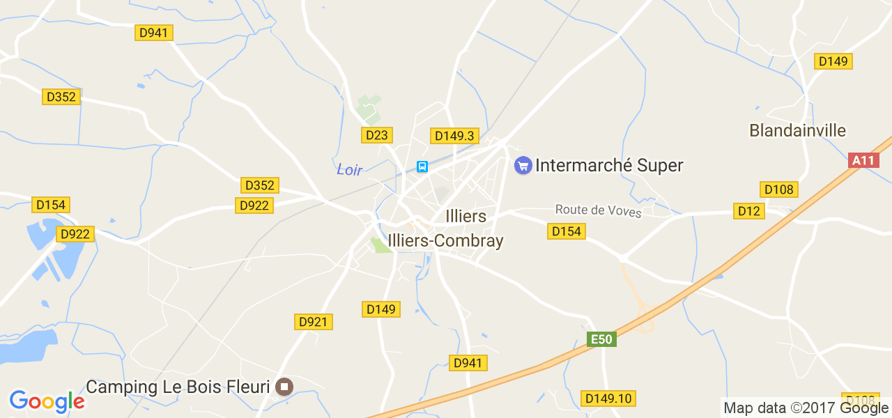 map de la ville de Illiers-Combray