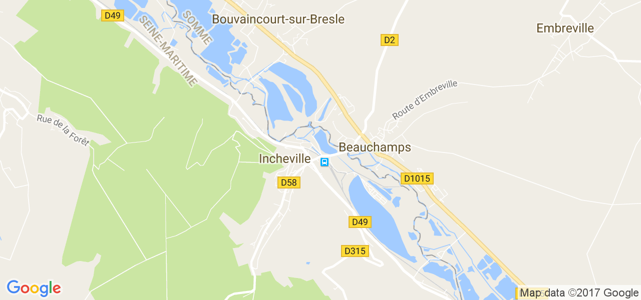 map de la ville de Incheville