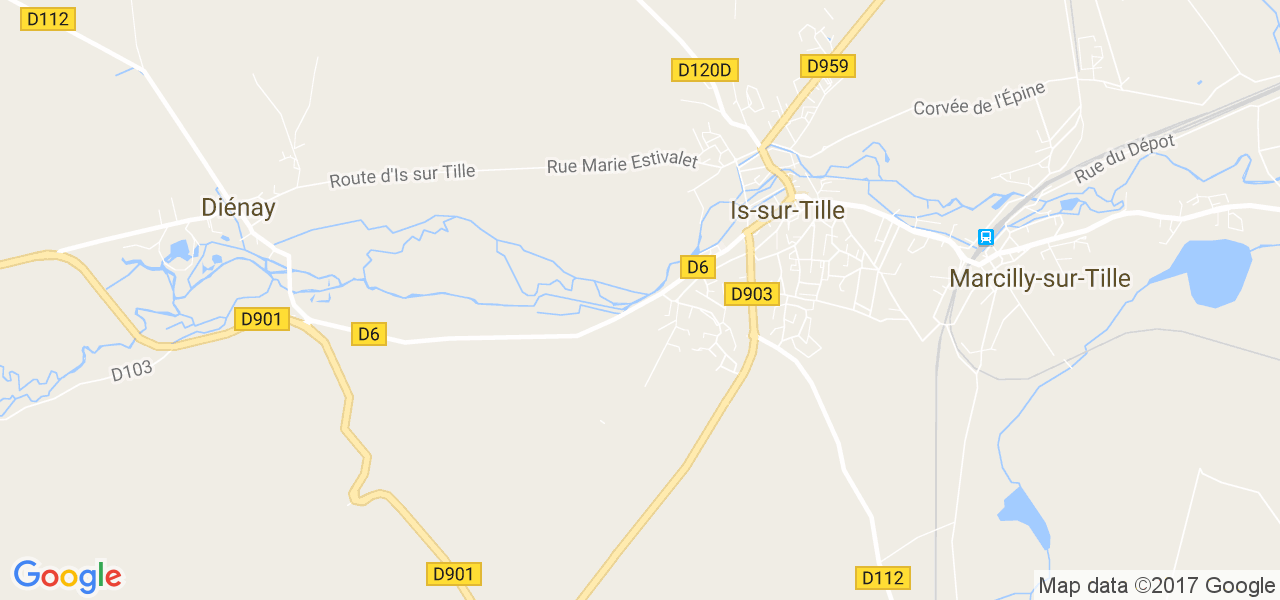 map de la ville de Is-sur-Tille