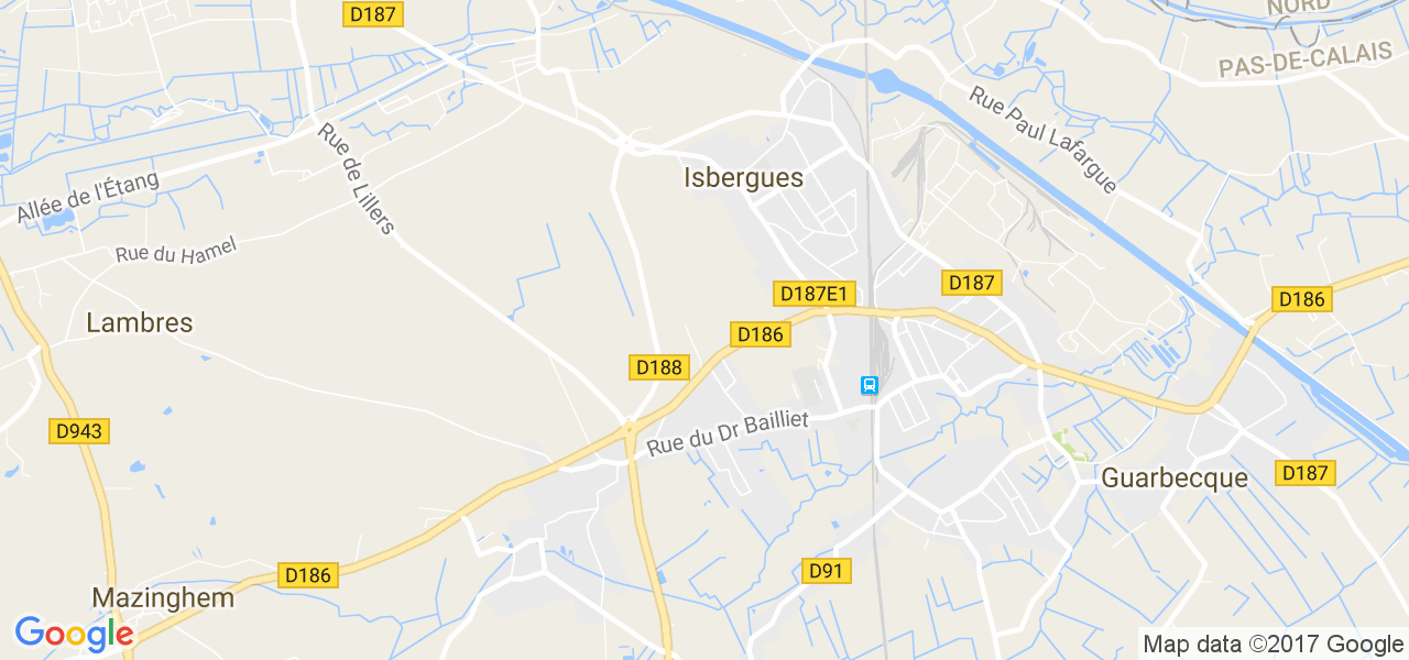 map de la ville de Isbergues