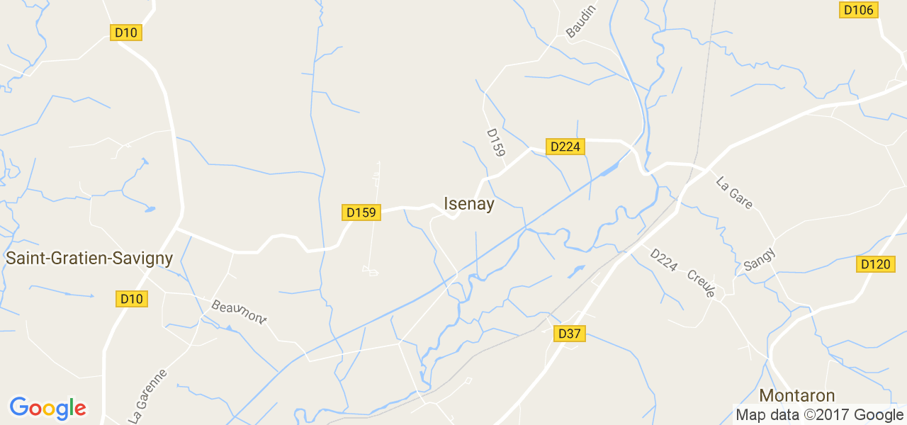 map de la ville de Isenay