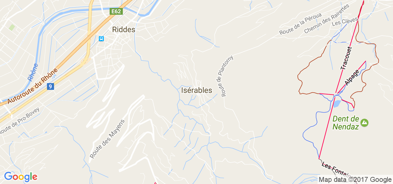 map de la ville de Isérables