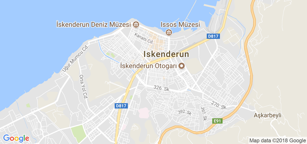 map de la ville de Iskenderun