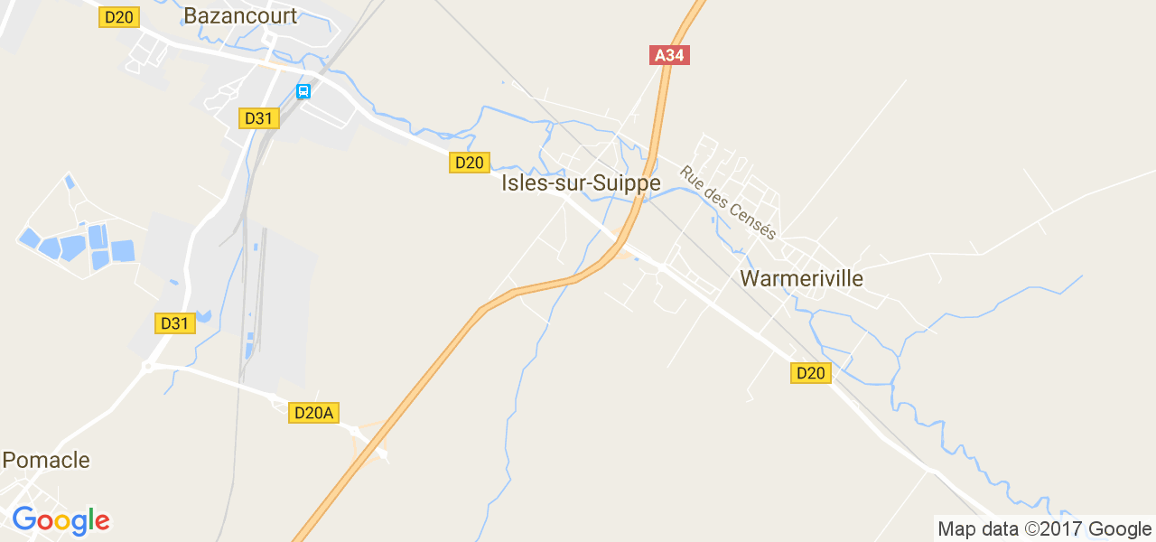 map de la ville de Isles-sur-Suippe