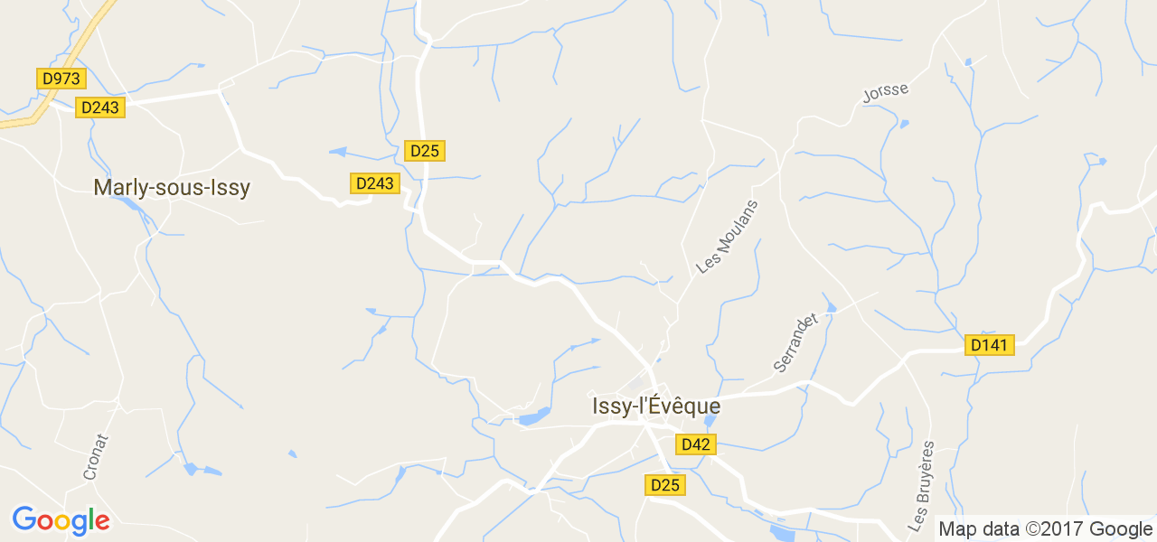 map de la ville de Issy-l'Évêque