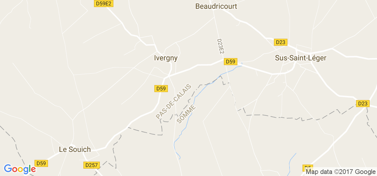 map de la ville de Ivergny