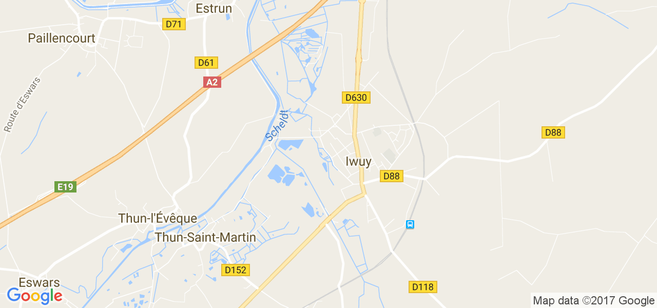 map de la ville de Iwuy