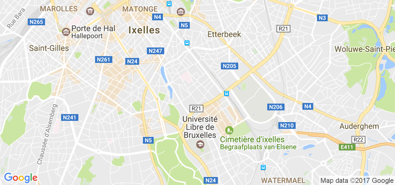 map de la ville de Ixelles