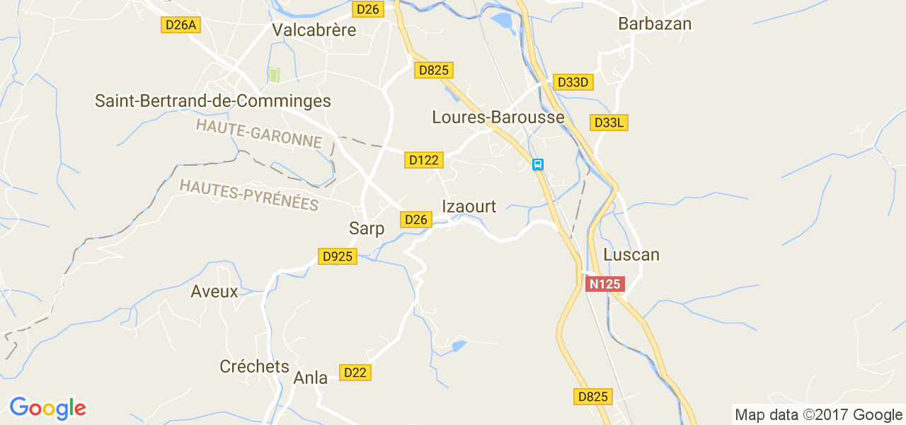 map de la ville de Izaourt