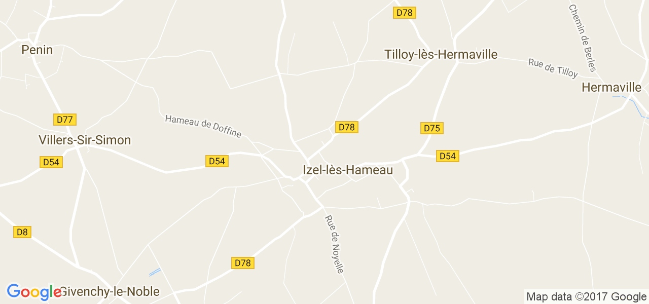 map de la ville de Izel-lès-Hameau