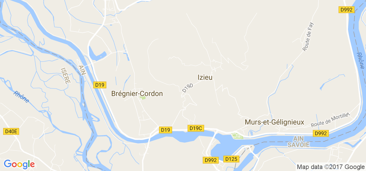 map de la ville de Izieu