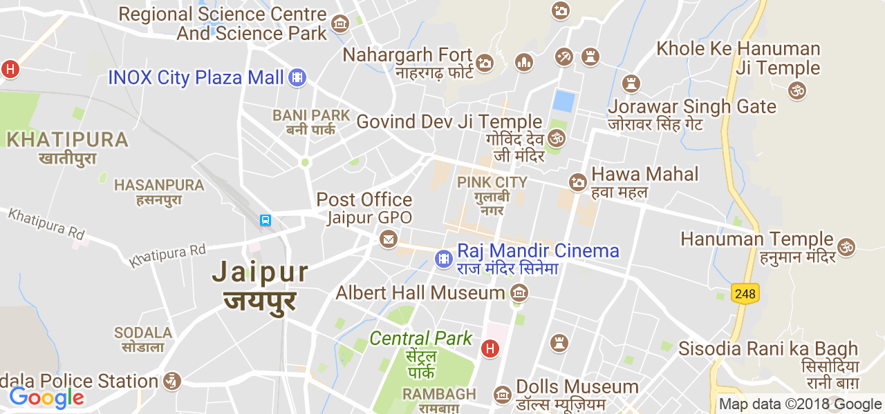 map of the city of Jaipur