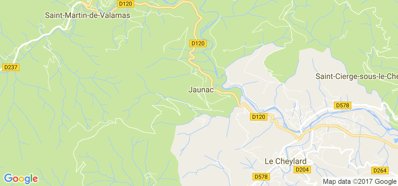 map de la ville de Jaunac