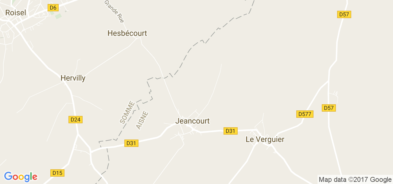 map de la ville de Jeancourt