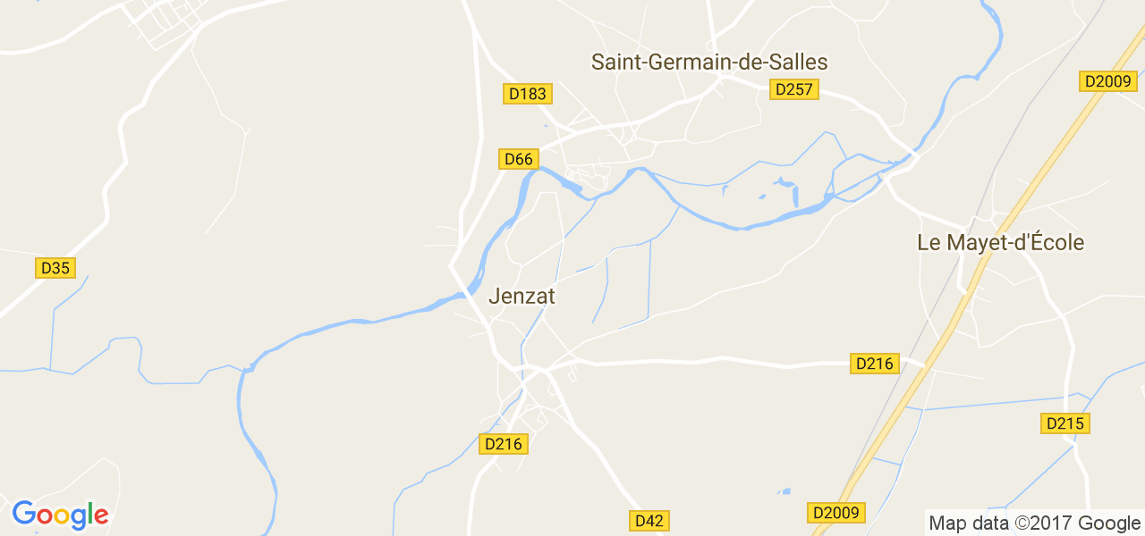 map de la ville de Jenzat