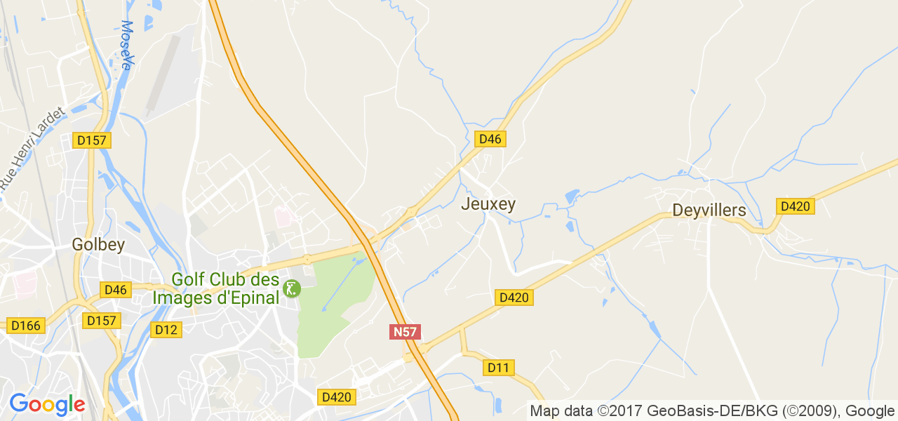 map de la ville de Jeuxey
