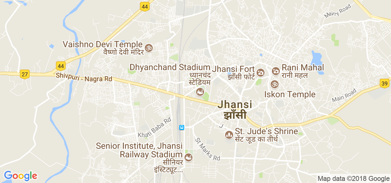 map de la ville de Jhansi