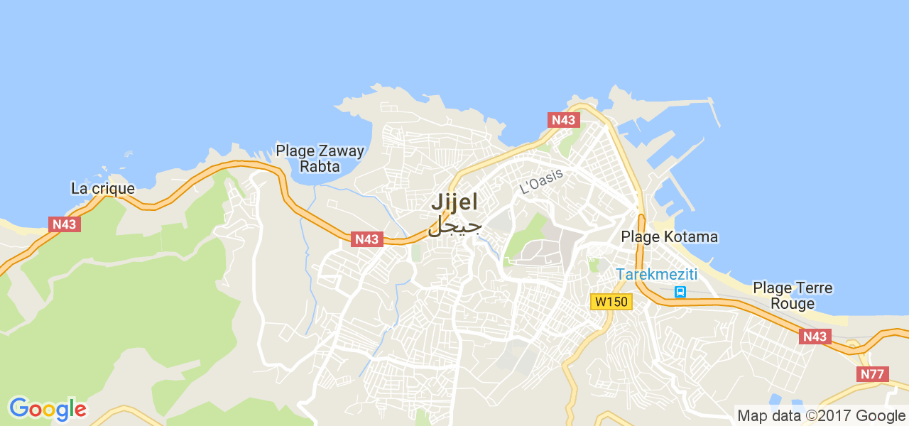 map de la ville de Jijel