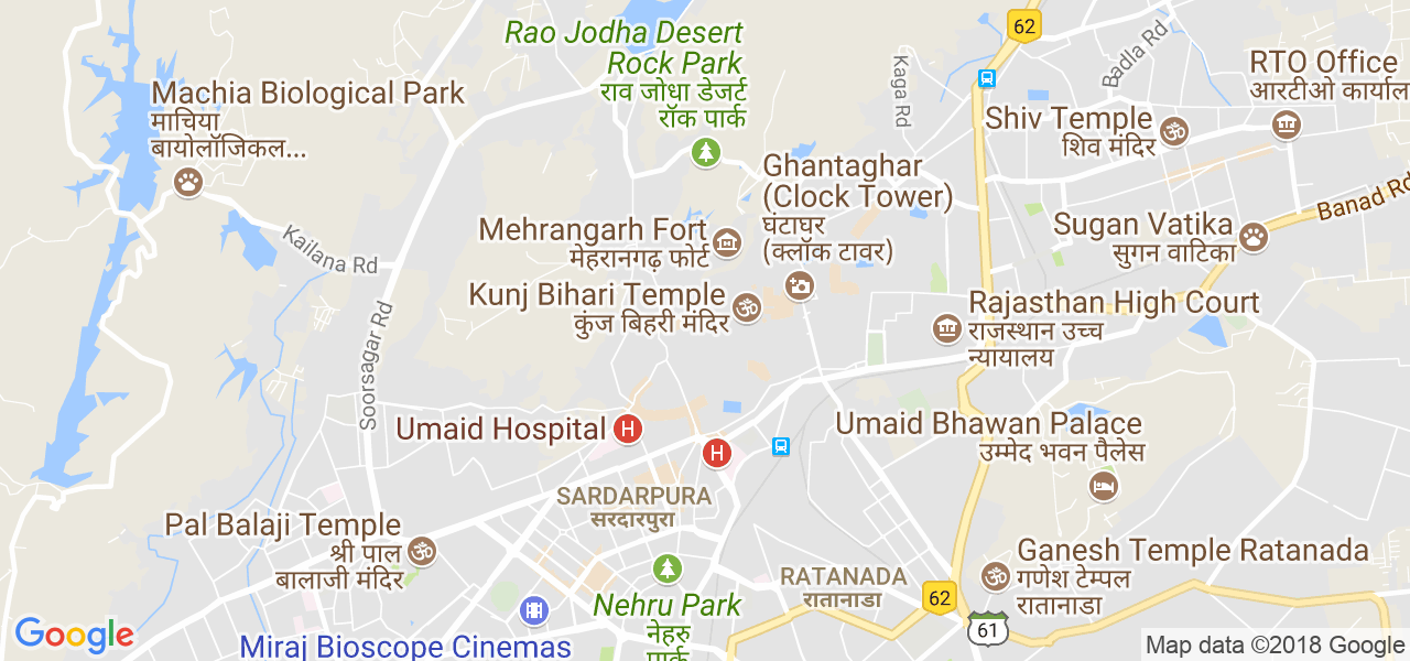 map of the city of Jodhpur