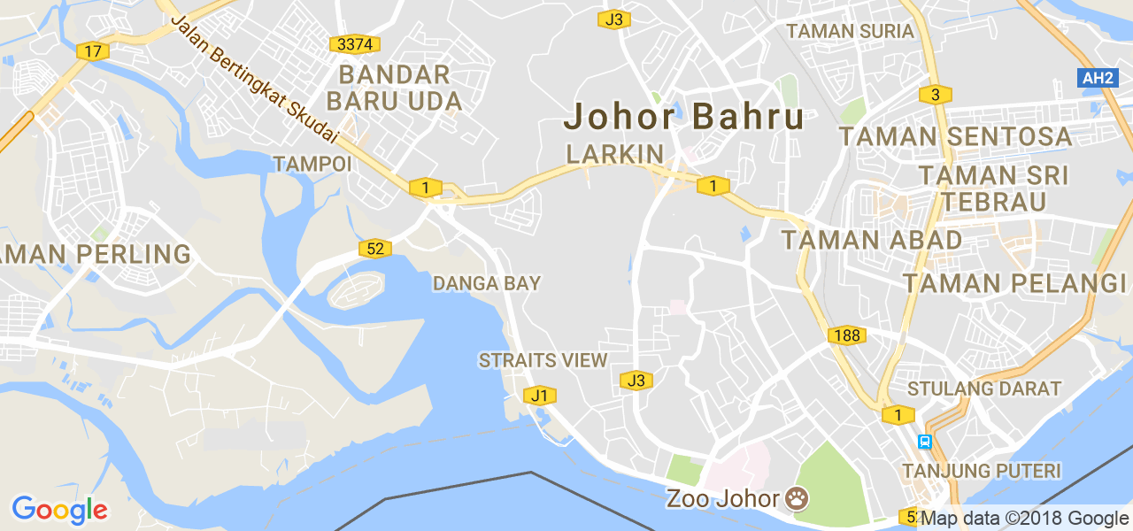 map de la ville de Johor Bahru