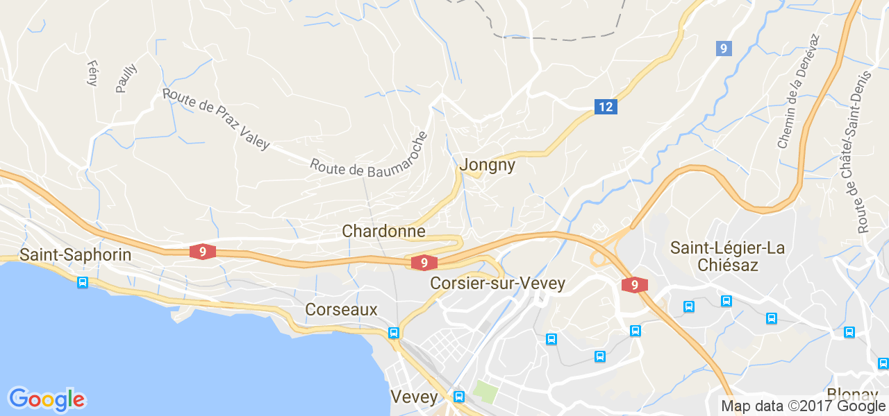 map de la ville de Jongny