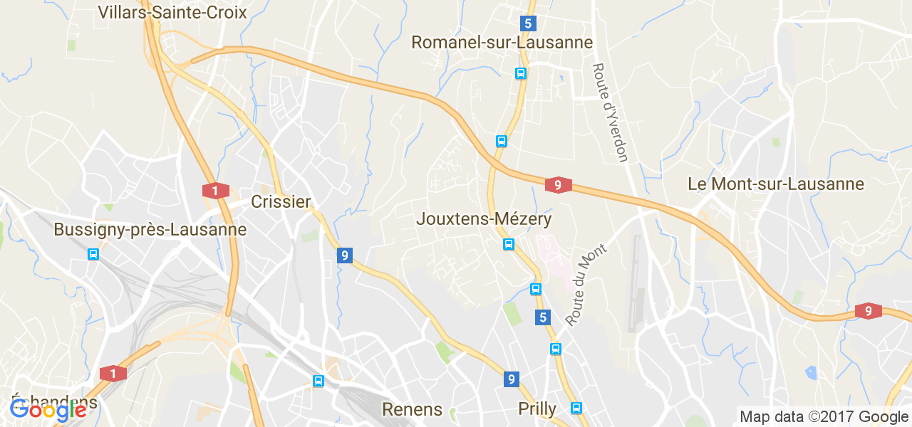 map de la ville de Jouxtens-Mézery