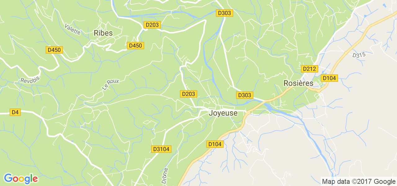 map de la ville de Joyeuse