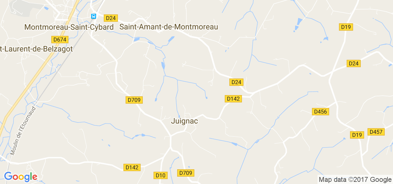 map de la ville de Juignac