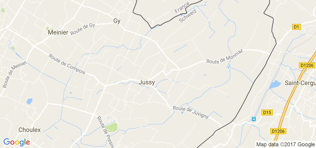 map de la ville de Jussy