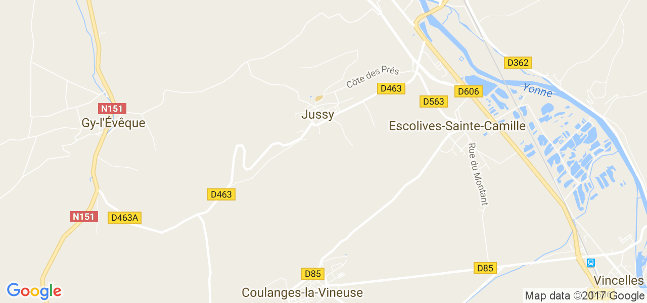 map de la ville de Jussy