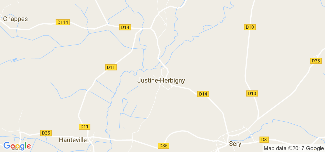 map de la ville de Justine-Herbigny