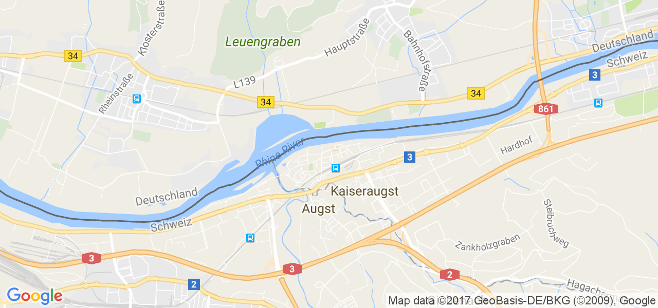 map de la ville de Kaiseraugst