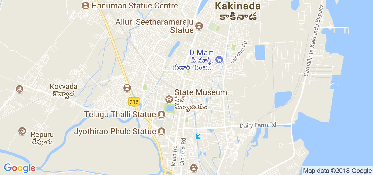 map de la ville de Kakinada