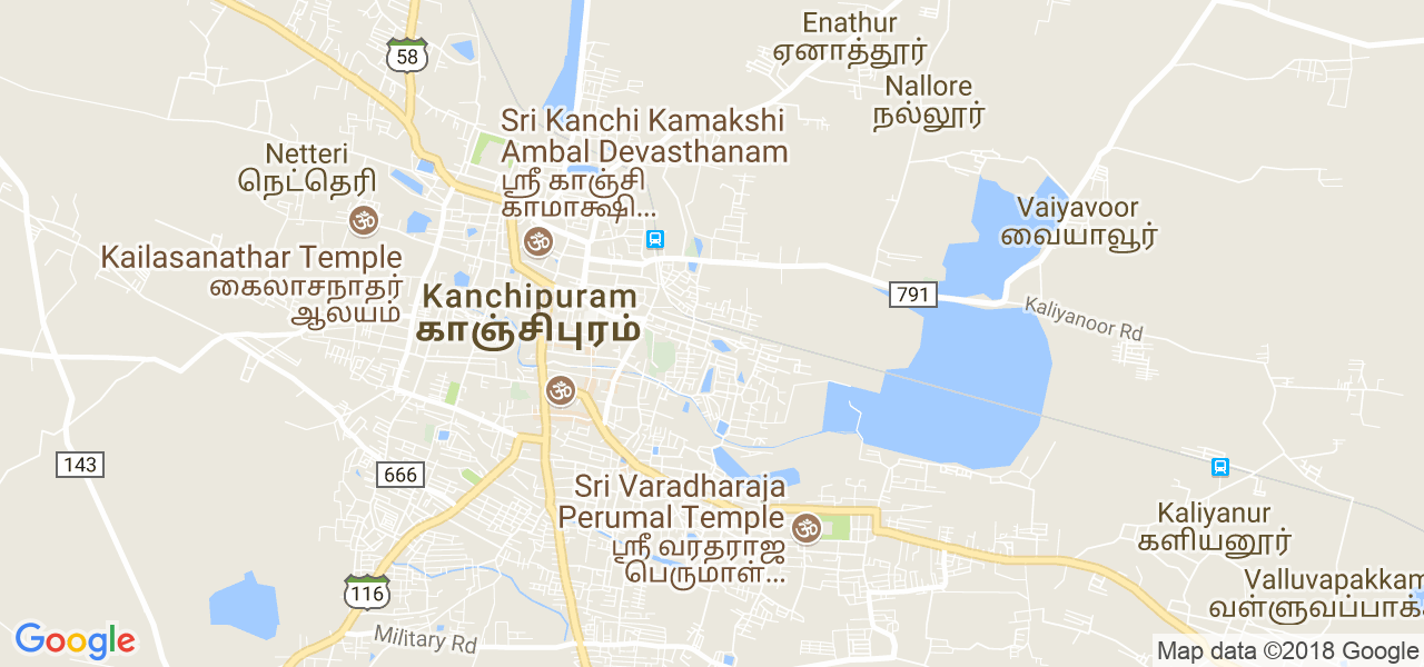 map of the city of Kanchipuram