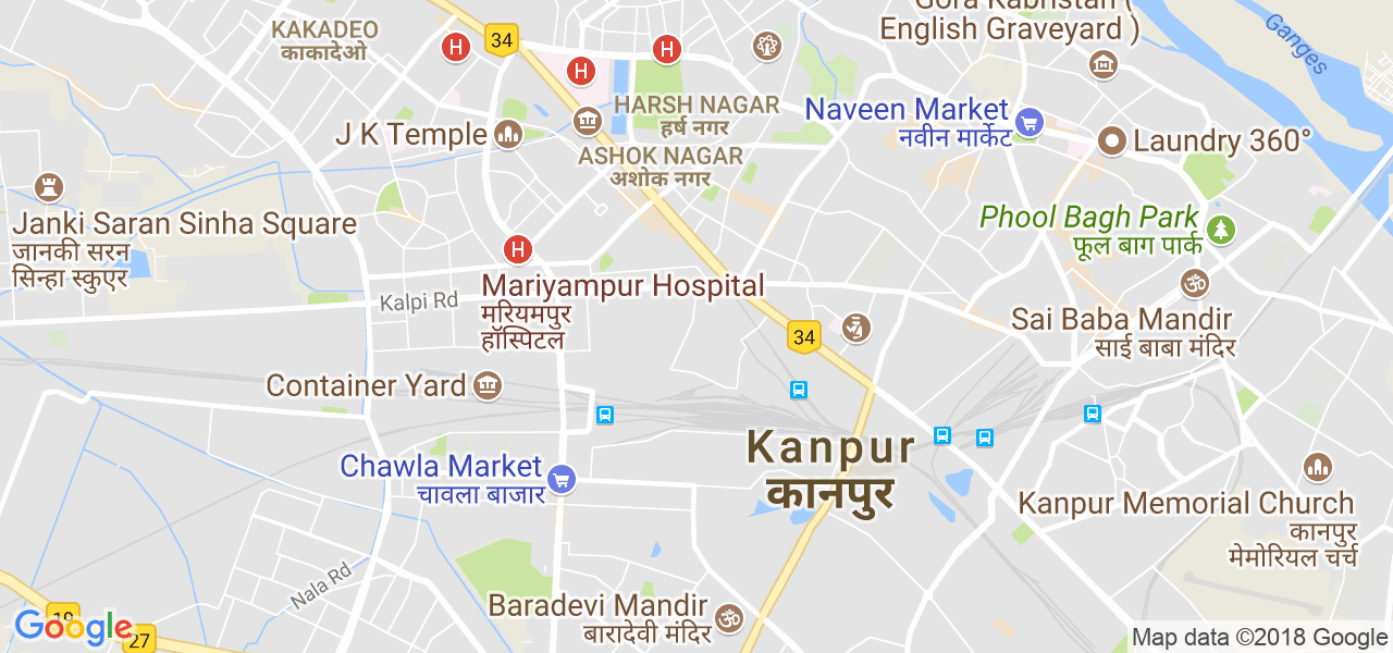 map of the city of Kanpur