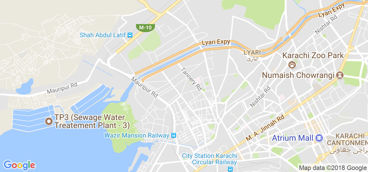 map of the city of Karachi