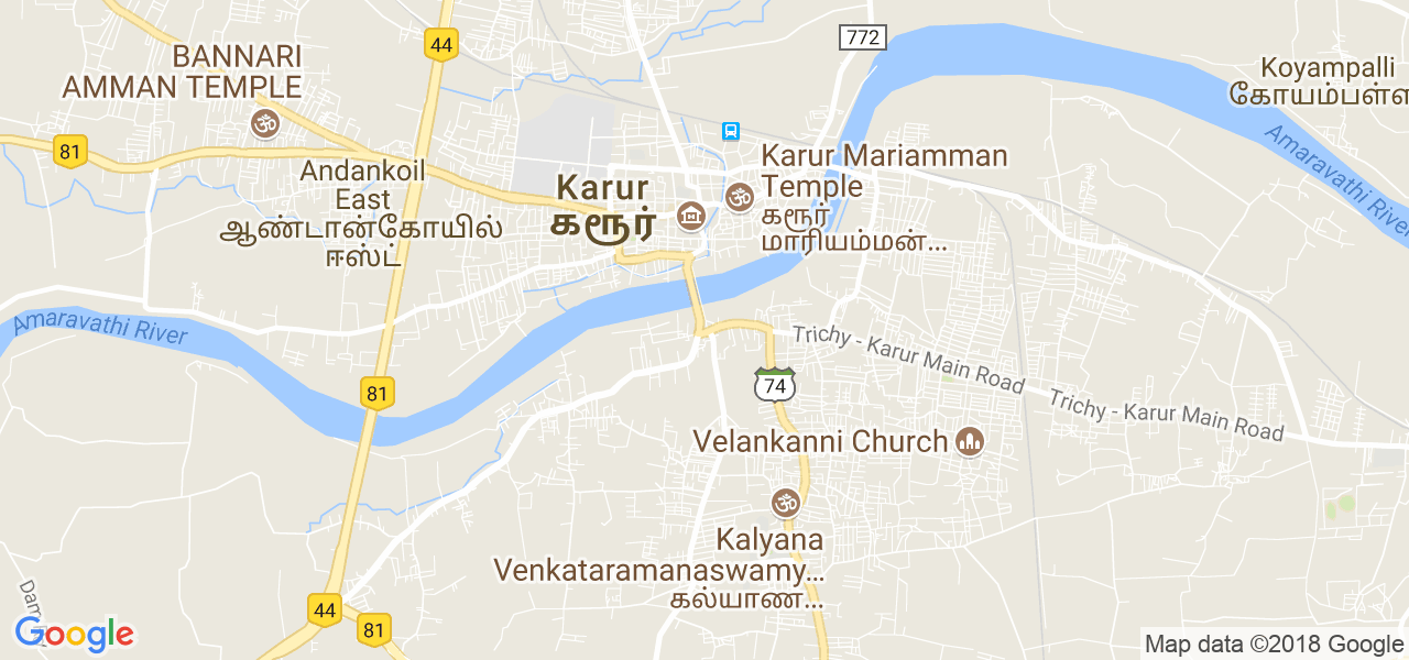 map de la ville de Karur