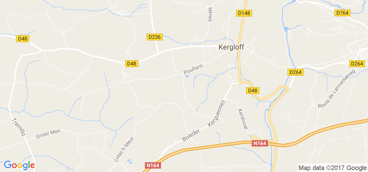 map de la ville de Kergloff