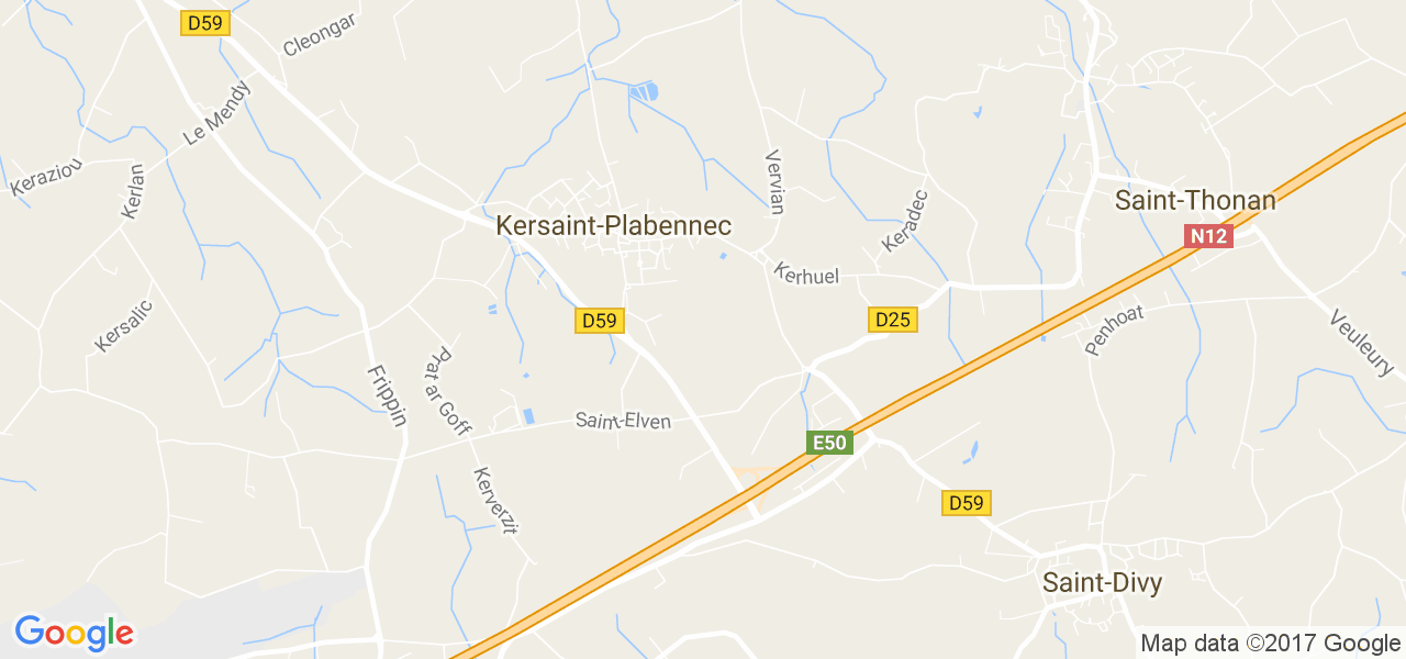 map de la ville de Kersaint-Plabennec