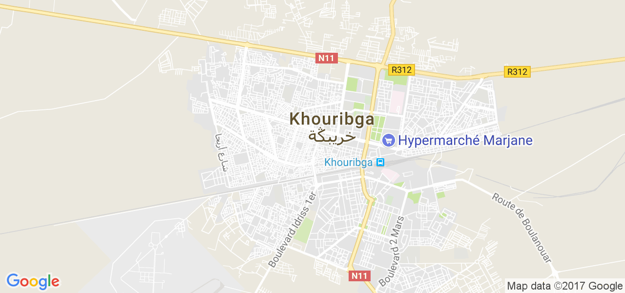 map de la ville de Khouribga