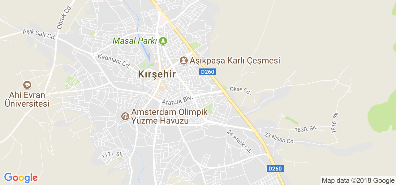 map of the city of Kirsehir