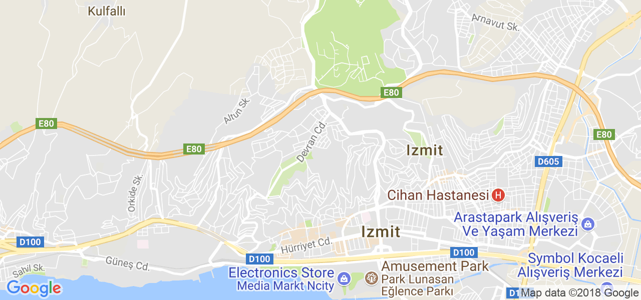 map of the city of Kocaeli