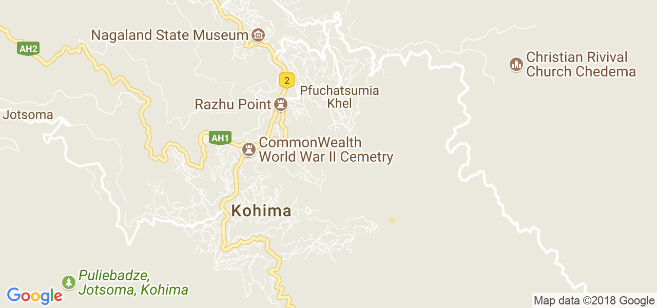 map of the city of Kohima