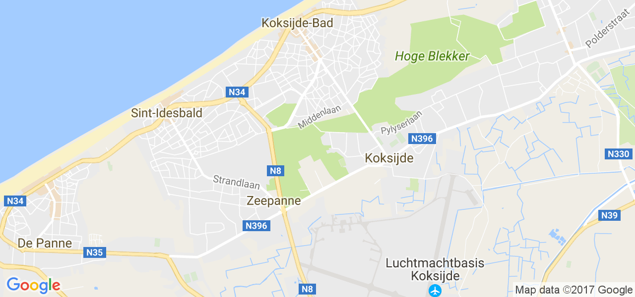 map de la ville de Koksijde