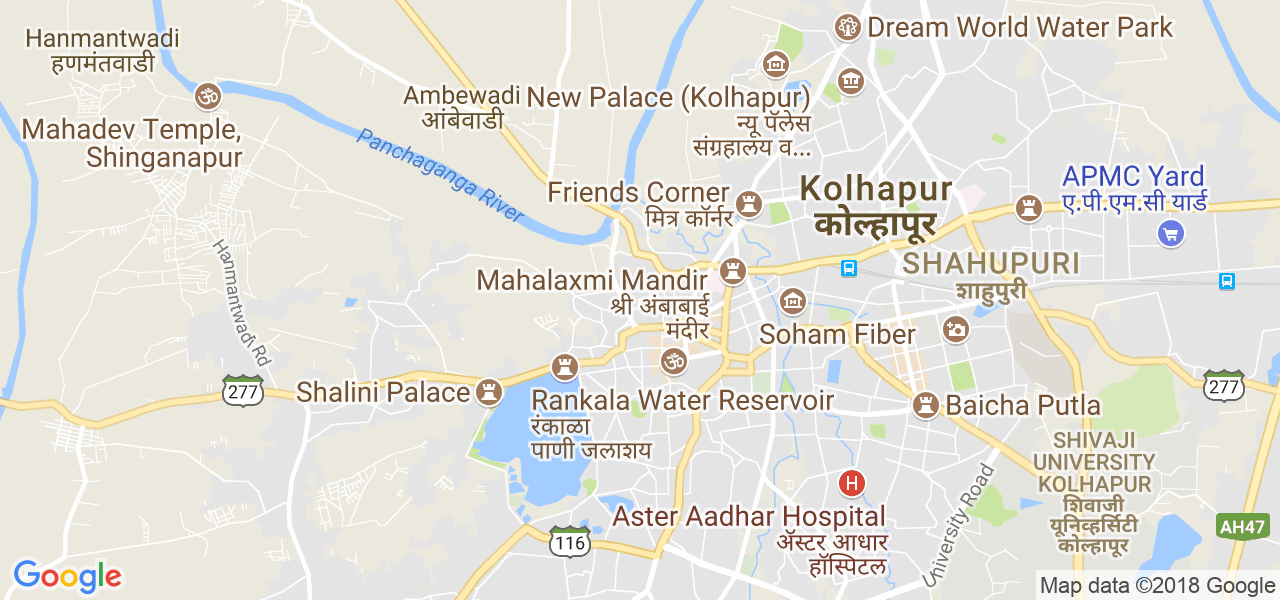 map of the city of Kolhapur