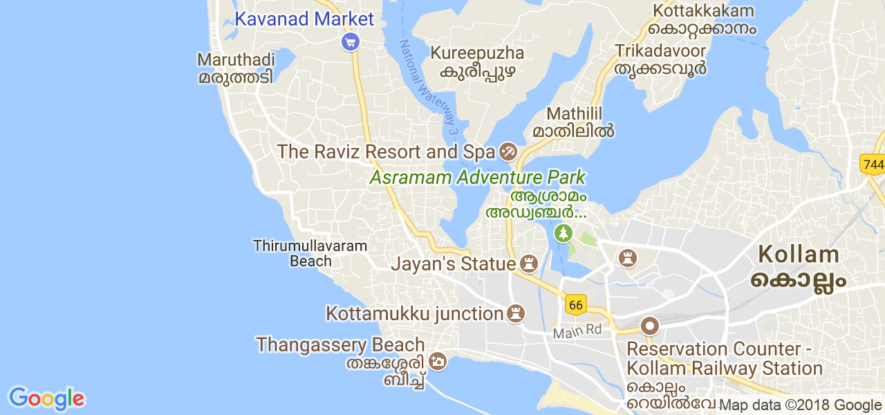 map of the city of Kollam