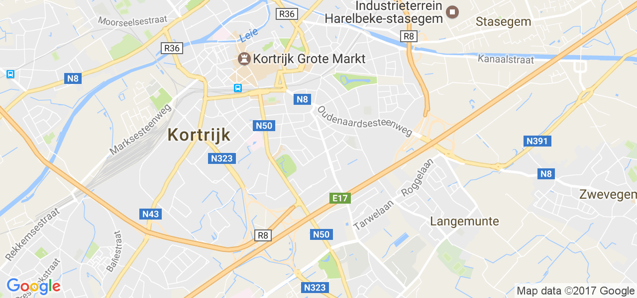 map de la ville de Kortrijk